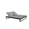 Whiteline Modern Living Sandy Double Lounge Chair with Middle Table in Grey And Waterproof Fabric - Angled 