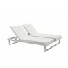 Whiteline Modern Living Sandy Double Lounge Chair with Middle Table in White And Waterproof Fabric - Angled - Whiteline Modern Living Sandy Double Lounge Chair with Middle Table in White And Waterproof Fabric - Angled
