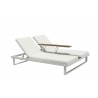 Whiteline Modern Living Sandy Double Lounge Chair with Middle Table in White And Waterproof Fabric - Angled View