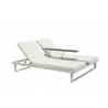 Whiteline Modern Living Sandy Double Lounge Chair with Middle Table in White And Waterproof Fabric - Angled View - Whiteline Modern Living Sandy Double Lounge Chair with Middle Table in White And Waterproof Fabric - Angled View