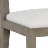 Sunpan Francis Dining Chair in Ash Grey-Linoso Ivory - Seat Closeup Angle