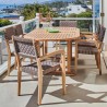Clairene Teak Outdoor Dining Stacking Armchair (Set of 4) - Lifestyle 2