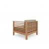 Hi Teak Furniture Sylvie Teak Outdoor Club Chair with Sunbrella Fawn Cushion - Back Angle