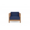 Hi Teak Furniture Sylvie Teak Outdoor Club Chair with Sunbrella Navy Cushion - Front