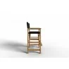 Hi Teak Furniture Directeur Teak Outdoor Bar Height Stool with Black Dura Sling Back and Seat - Side - Hi Teak Furniture Directeur Teak Outdoor Bar Height Stool with Black Dura Sling Back and Seat - Side