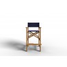 Hi Teak Furniture Directeur Teak Outdoor Bar Height Stool with Blue Dura Sling Back and Seat - Front