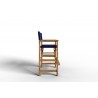 Hi Teak Furniture Directeur Teak Outdoor Bar Height Stool with Blue Dura Sling Back and Seat - Side