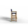 Hi Teak Furniture Directeur Teak Outdoor Bar Height Stool with Blue Dura Sling Back and Seat - Side - Hi Teak Furniture Directeur Teak Outdoor Bar Height Stool with Blue Dura Sling Back and Seat - Side
