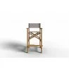 Hi Teak Furniture Directeur Teak Outdoor Bar Height Stool with Taupe Dura Sling Back and Seat - Front - Hi Teak Furniture Directeur Teak Outdoor Bar Height Stool with Taupe Dura Sling Back and Seat - Front