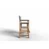 Hi Teak Furniture Directeur Teak Outdoor Bar Height Stool with Taupe Dura Sling Back and Seat - Side - Hi Teak Furniture Directeur Teak Outdoor Bar Height Stool with Taupe Dura Sling Back and Seat - Side