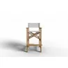 Hi Teak Furniture Directeur Teak Outdoor Bar Height Stool with White Dura Sling Back and Seat - Front - Hi Teak Furniture Directeur Teak Outdoor Bar Height Stool with White Dura Sling Back and Seat - Front