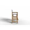 Hi Teak Furniture Directeur Teak Outdoor Bar Height Stool with White Dura Sling Back and Seat - Side - Hi Teak Furniture Directeur Teak Outdoor Bar Height Stool with White Dura Sling Back and Seat - Side