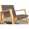  Hi Teak Furniture Axelle Teak Outdoor Woven Chat Armchair Angled Close-up
