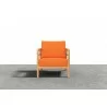 Hi Teak Furniture Daniele Sofa with Sunbrella Melon Cushion - Front - Hi Teak Furniture Daniele Sofa with Sunbrella Melon Cushion - Front