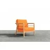 Hi Teak Furniture Daniele Sofa with Sunbrella Melon Cushion - Angled - Hi Teak Furniture Daniele Sofa with Sunbrella Melon Cushion - Angled