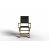 Hi Teak Furniture Lucas Teak Outdoor Folding Armchair in Black Textilene Fabric - Front - Hi Teak Furniture Lucas Teak Outdoor Folding Armchair in Black Textilene Fabric - Front