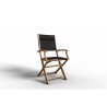 Hi Teak Furniture Lucas Teak Outdoor Folding Armchair in Black Textilene Fabric - Angled