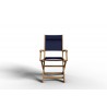 Hi Teak Furniture Lucas Teak Outdoor Folding Armchair in Blue Textilene Fabric - Front