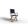 Hi Teak Furniture Lucas Teak Outdoor Folding Armchair in Blue Textilene Fabric - Angled