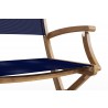 Hi Teak Furniture Lucas Teak Outdoor Folding Armchair in Blue Textilene Fabric - Arm Close-up