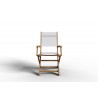 Hi Teak Furniture Lucas Teak Outdoor Folding Armchair in White Textilene Fabric - Front