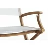 Hi Teak Furniture Lucas Teak Outdoor Folding Armchair in White Textilene Fabric - Arm Close-up - Hi Teak Furniture Lucas Teak Outdoor Folding Armchair in White Textilene Fabric - Arm Close-up