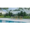 Hi Teak Furniture Direceur Teak Folding Outdoor Dining Armchair in Blue - Lifestyle - Hi Teak Furniture Direceur Teak Folding Outdoor Dining Armchair in Blue - Lifestyle