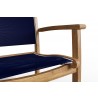 Hi Teak Furniture Perrin Stacking Teak Outdoor Dining Armchair in Blue - Arm Close-up