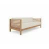 Hi Teak Furniture Sylvie 3 Person Teak Outdoor Sofa with Sunbrella Canvas Cushions - Angled View - Hi Teak Furniture Sylvie 3 Person Teak Outdoor Sofa with Sunbrella Canvas Cushions - Angled View