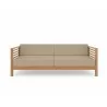 Hi Teak Furniture Sylvie 3 Person Teak Outdoor Sofa with Sunbrella Fawn Cushions - Front - Hi Teak Furniture Sylvie 3 Person Teak Outdoor Sofa with Sunbrella Fawn Cushions - Front