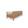 Hi Teak Furniture Sylvie 3 Person Teak Outdoor Sofa with Sunbrella Fawn Cushions - Back Angled