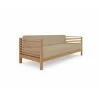 Hi Teak Furniture Sylvie 3 Person Teak Outdoor Sofa with Sunbrella Fawn Cushion - Angled View - Hi Teak Furniture Sylvie 3 Person Teak Outdoor Sofa with Sunbrella Fawn Cushion - Angled View