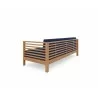 Hi Teak Furniture Sylvie 3 Person Teak Outdoor Sofa with Sunbrella Navy Cushion - Back Angled - Hi Teak Furniture Sylvie 3 Person Teak Outdoor Sofa with Sunbrella Navy Cushion - Back Angled