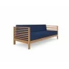 Hi Teak Furniture Sylvie 3 Person Teak Outdoor Sofa with Sunbrella Navy Cushion - Angled View - Hi Teak Furniture Sylvie 3 Person Teak Outdoor Sofa with Sunbrella Navy Cushion - Angled View