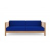 Hi Teak Furniture Sylvie 3 Person Teak Outdoor Sofa with Sunbrella True Blue Cushion - Front