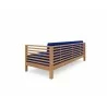 Hi Teak Furniture Sylvie 3 Person Teak Outdoor Sofa with Sunbrella True Blue Cushion - Back Angled - Hi Teak Furniture Sylvie 3 Person Teak Outdoor Sofa with Sunbrella True Blue Cushion - Back Angled