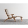 Hi Teak Furniture Adelle Teak Folding Outdoor Deck Chair Lounge with Sunbrella Antique Beige Cushions - Side