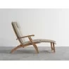 Hi Teak Furniture Adelle Teak Folding Outdoor Deck Chair Lounge with Sunbrella Antique Beige Cushions - Side - Hi Teak Furniture Adelle Teak Folding Outdoor Deck Chair Lounge with Sunbrella Antique Beige Cushions - Side