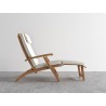Hi Teak Furniture Adelle Teak Folding Outdoor Deck Chair Lounge with Sunbrella Canvas Cushions - Side