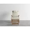Hi Teak Furniture Adelle Teak Folding Outdoor Deck Chair Lounge with Sunbrella Canvas Cushions - Front View - Hi Teak Furniture Adelle Teak Folding Outdoor Deck Chair Lounge with Sunbrella Canvas Cushions - Front View