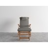 Hi Teak Furniture Adelle Teak Folding Outdoor Deck Chair Lounge with Sunbrella Charcoal Cushions - Front