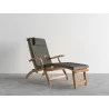 Hi Teak Furniture Adelle Teak Folding Outdoor Deck Chair Lounge with Sunbrella Charcoal Cushions - Angled View - Hi Teak Furniture Adelle Teak Folding Outdoor Deck Chair Lounge with Sunbrella Charcoal Cushions - Angled View