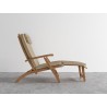 Hi Teak Furniture Adelle Teak Folding Outdoor Deck Chair Lounge with Sunbrella Fawn Cushions  - Side