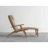 Hi Teak Furniture Adelle Teak Folding Outdoor Deck Chair Lounge with Sunbrella Fawn Cushions  - Side - Hi Teak Furniture Adelle Teak Folding Outdoor Deck Chair Lounge with Sunbrella Fawn Cushions  - Side