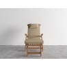 Hi Teak Furniture Adelle Teak Folding Outdoor Deck Chair Lounge with Sunbrella Fawn Cushions  - Front