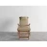 Hi Teak Furniture Adelle Teak Folding Outdoor Deck Chair Lounge with Sunbrella Fawn Cushions  - Front - Hi Teak Furniture Adelle Teak Folding Outdoor Deck Chair Lounge with Sunbrella Fawn Cushions  - Front