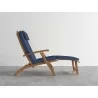 Hi Teak Furniture Adelle Teak Folding Outdoor Deck Chair Lounge with Sunbrella Navy Cushions - Side - Hi Teak Furniture Adelle Teak Folding Outdoor Deck Chair Lounge with Sunbrella Navy Cushions - Side