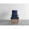 Hi Teak Furniture Adelle Teak Folding Outdoor Deck Chair Lounge with Sunbrella Navy Cushions - Front - Hi Teak Furniture Adelle Teak Folding Outdoor Deck Chair Lounge with Sunbrella Navy Cushions - Front