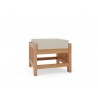 Hi Teak Furniture Sylvie Teak Outdoor Ottoman with Sunbrella Canvas Cushions - Front Angled