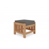 Hi Teak Furniture Sylvie Teak Outdoor Ottoman with Sunbrella Charcoal Cushions - Angled